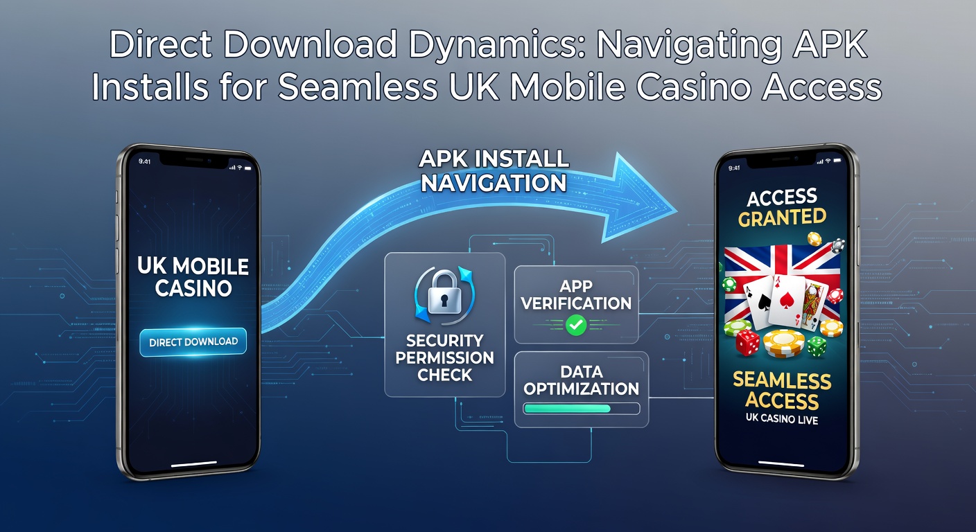 Android smartphone displaying a direct APK download prompt for a mobile casino app, highlighting security settings and installation steps