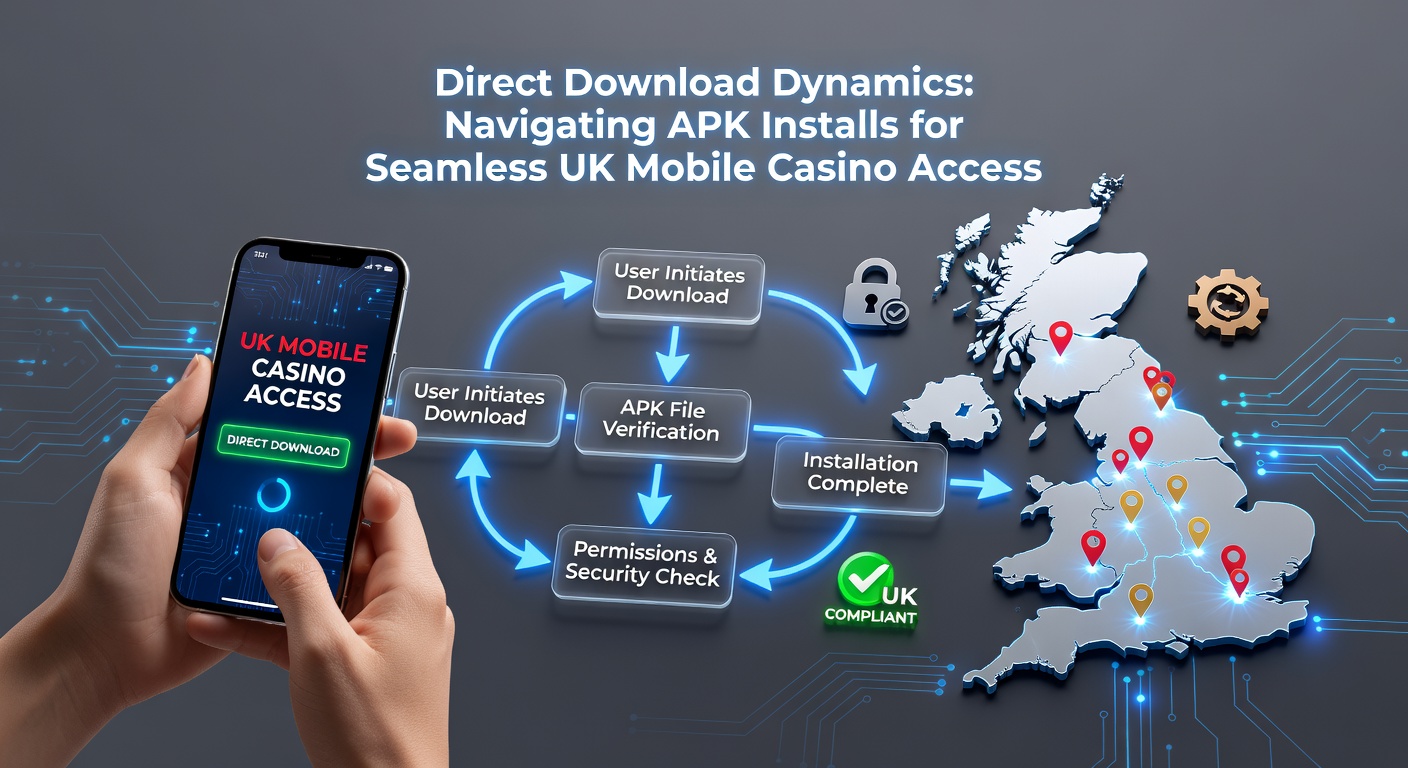 Close-up of APK installation screen on a UK-configured Android phone, showing progress bar, permissions list, and casino app icon ready for first launch