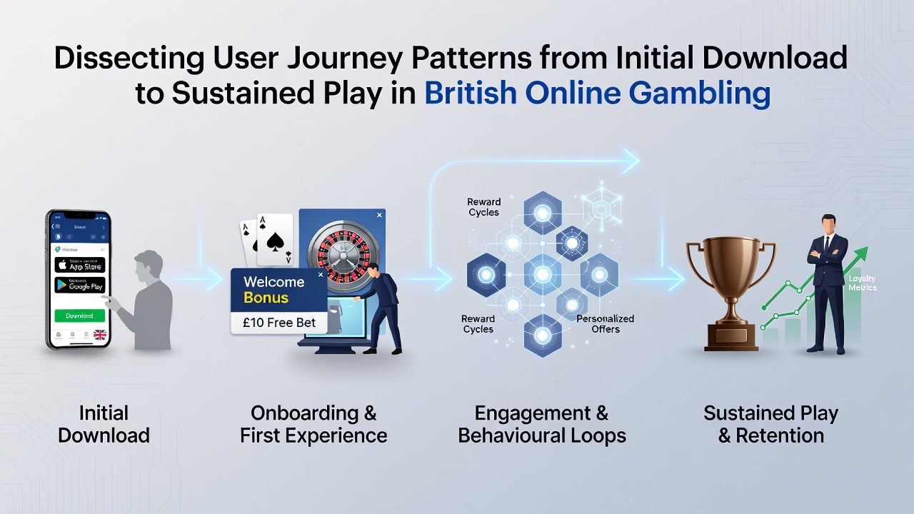 Mobile screen captures illustrating deposit flow and gameplay retention metrics for UK gambling apps