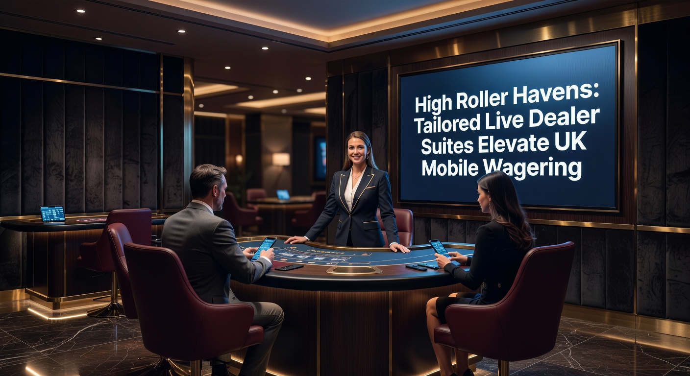 High-stakes live dealer table with tailored suite interface on a mobile device, showcasing VIP blackjack session