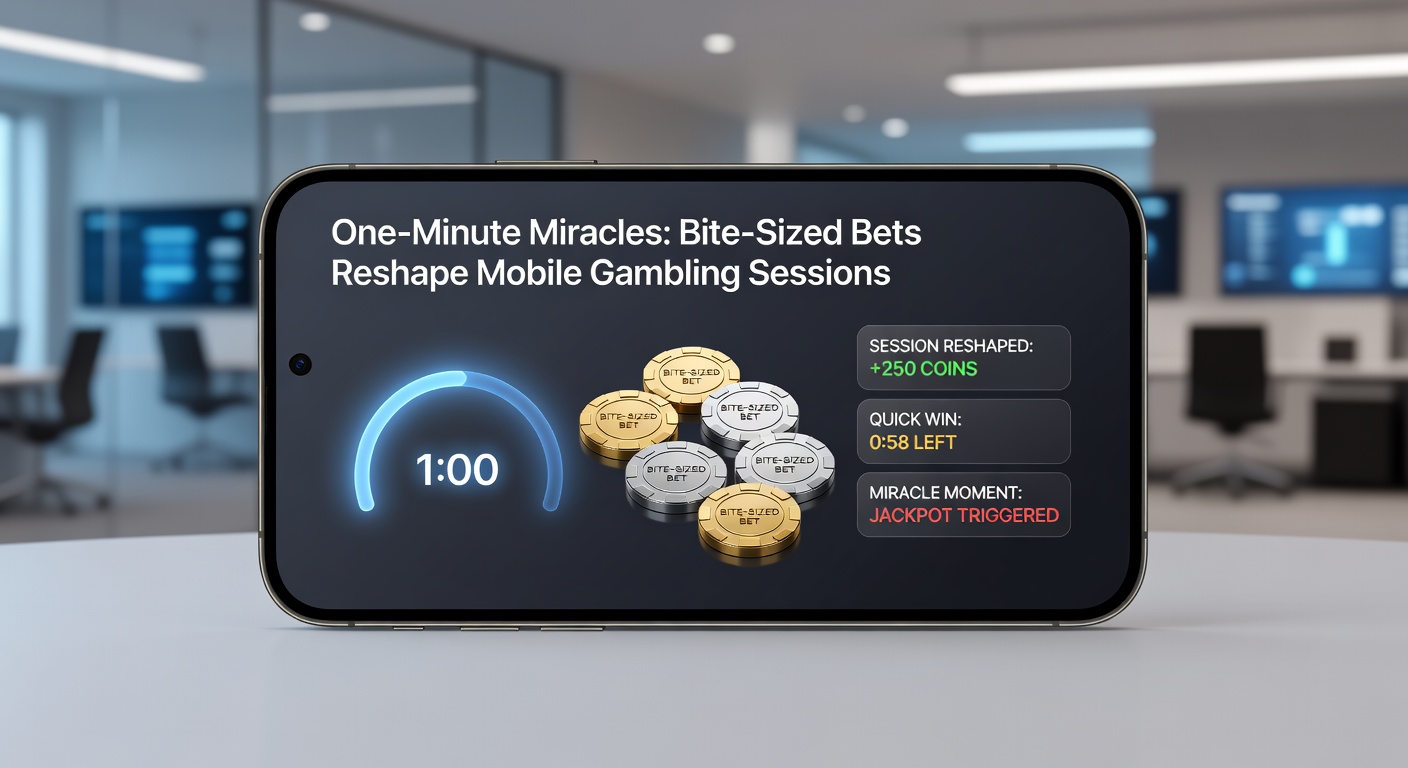 Graph illustrating the rise in one-minute mobile gambling sessions from 2023 to projected 2026, with bars showing engagement spikes