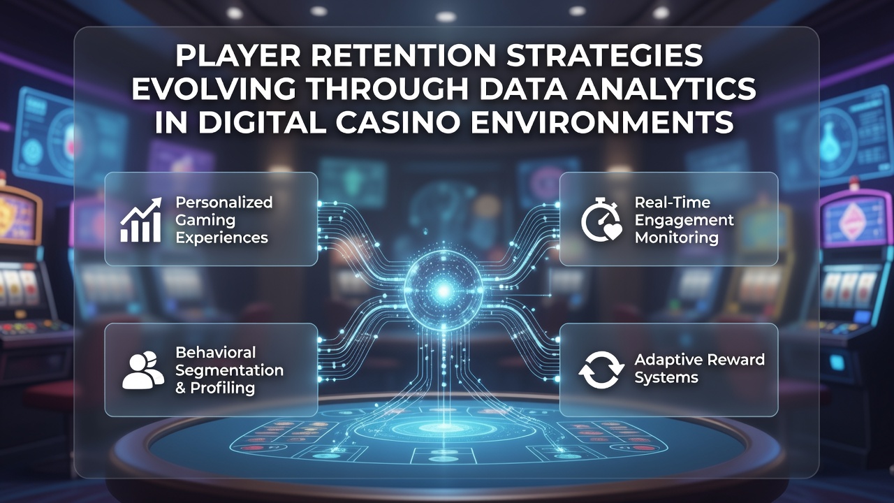Dashboard showing player behavior analytics in a digital casino environment with charts and graphs