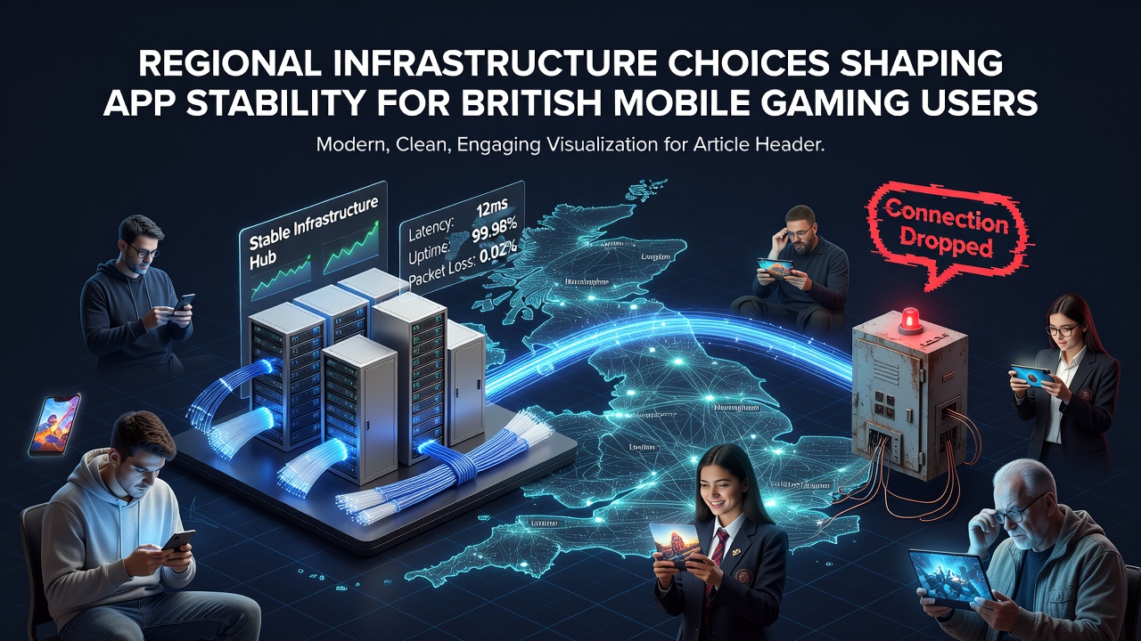 Map of Britain highlighting regional differences in 5G coverage and broadband infrastructure that affect mobile gaming performance