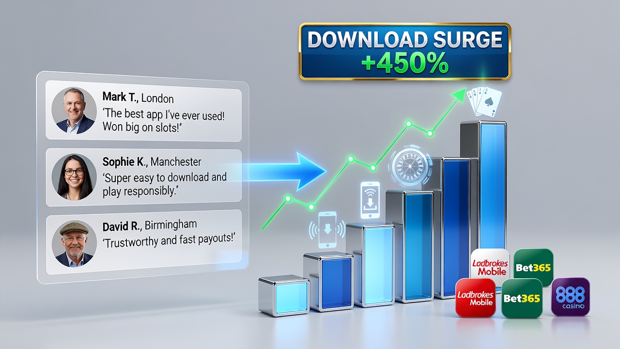 User testimonials impacting mobile gambling app downloads in Britain